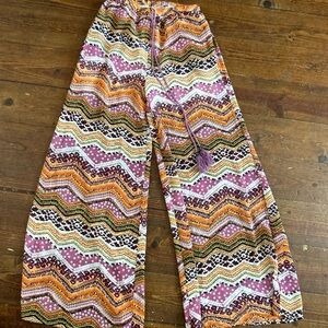 Umgee Colorful Zigzag Wide Leg Pants